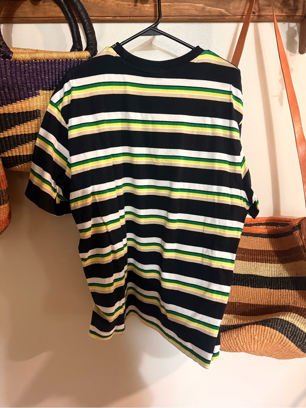 Guess Striped Tee in Black, White, Green, Yellow - Picture 4 of 4